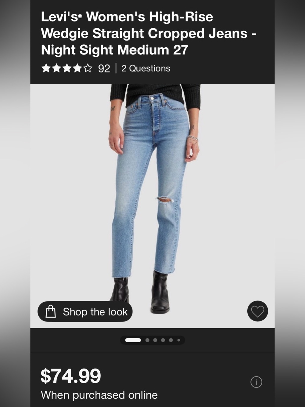 Ladies/Jrs High Rise Levi’s Jeans